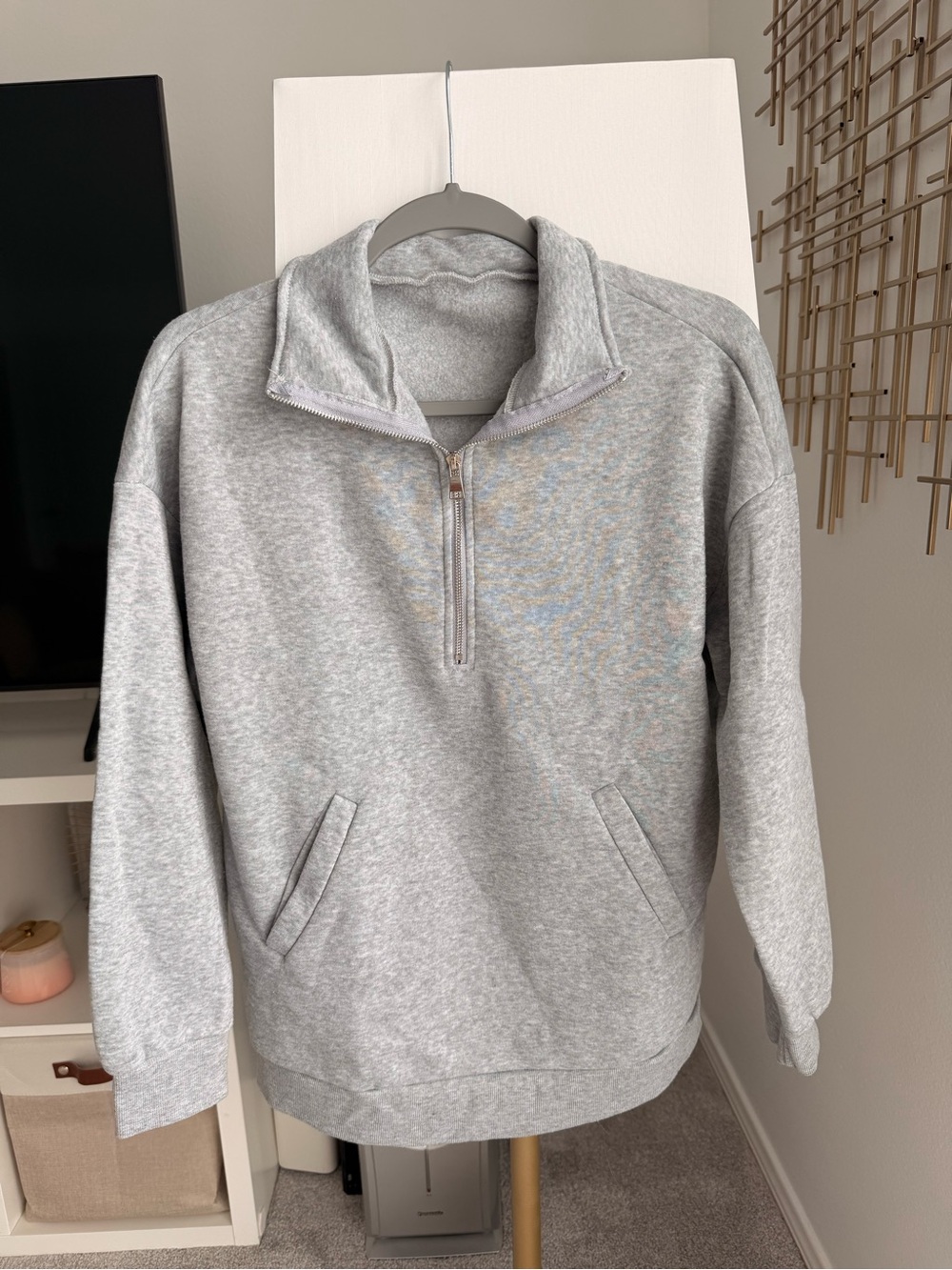 Men's Grey Half-Zip Pullover Sweater